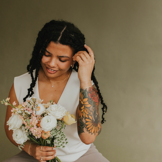 The April Edit by Hello Adorn features minimal, handmade jewelry with floral details.
