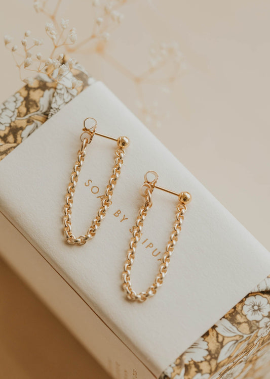 annex studs by hello adorn dangle chain stud earrings